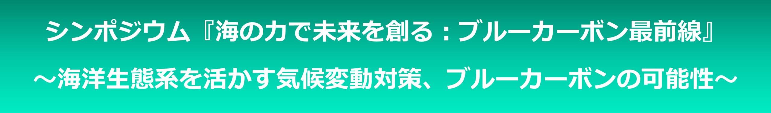 環境省 シンポジウム「『海の力で未来を創る:ブルーカーボン最前線』~海洋生態系を活かす気候政策、ブルーカーボンの可能性~」に登壇します